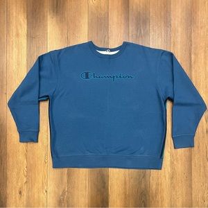 vtg champion sweatshirt xxl With Taping From Sleeve To Ribbing. (dark Teal)